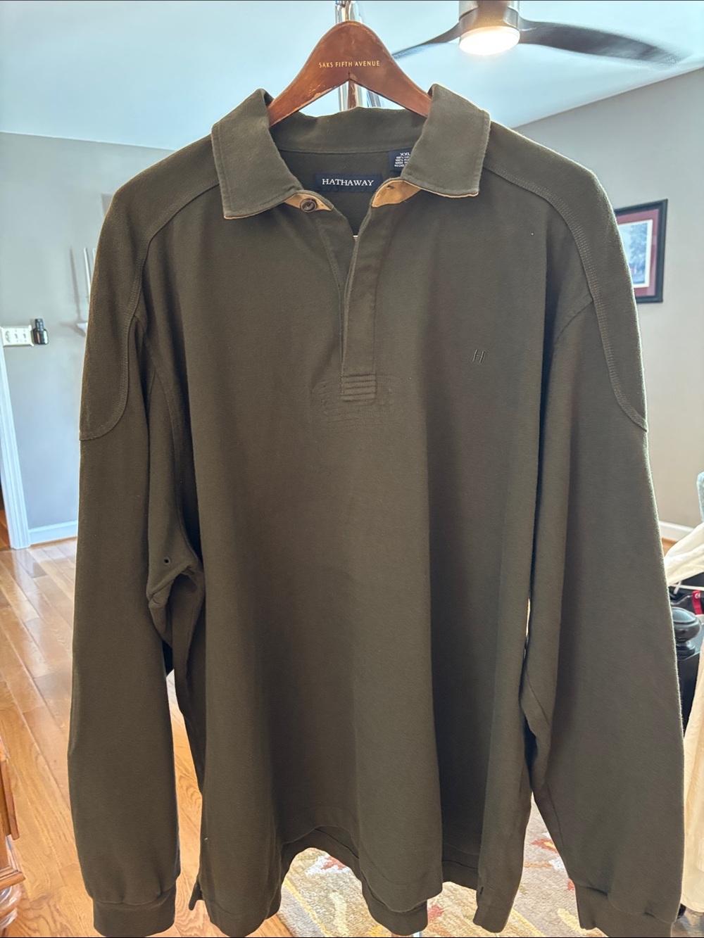 Hathaway Olive Green Long-Sleeve Polo